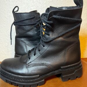 Steve Madden Jamisyn Black Buttery Leather Combat Boots 🥾